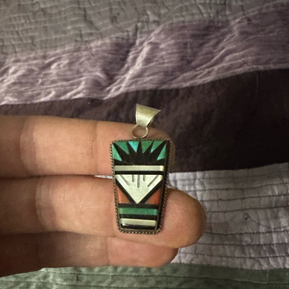 Zuni ring size 10 pendant ring sterling set - Picture 6 of 8